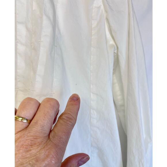 Vince Womens 8 White Button Up Pleated Long Sleeve Lightweight Summer Shirt - Picture 5 of 8